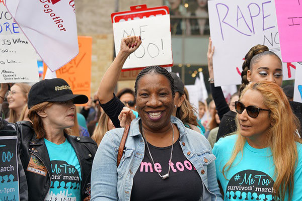 #metoo founder Tarana Burke leaves survivor march in Los Angeles. Photo credit: https://lasentinel.net