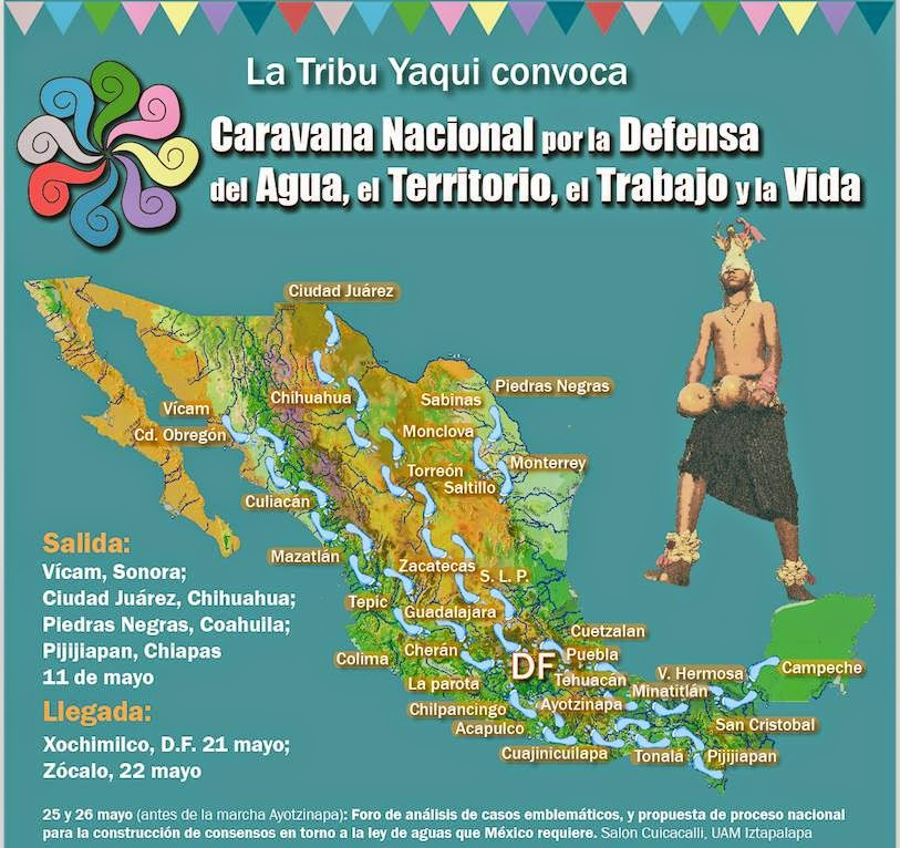 Poster for the national Caravan tour caravan tour in defense of water, territory, work and life