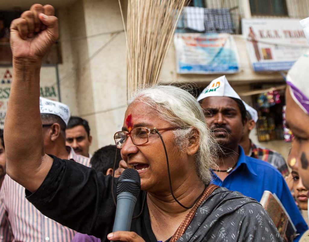 Medha Patkar campaigning in Mumbai