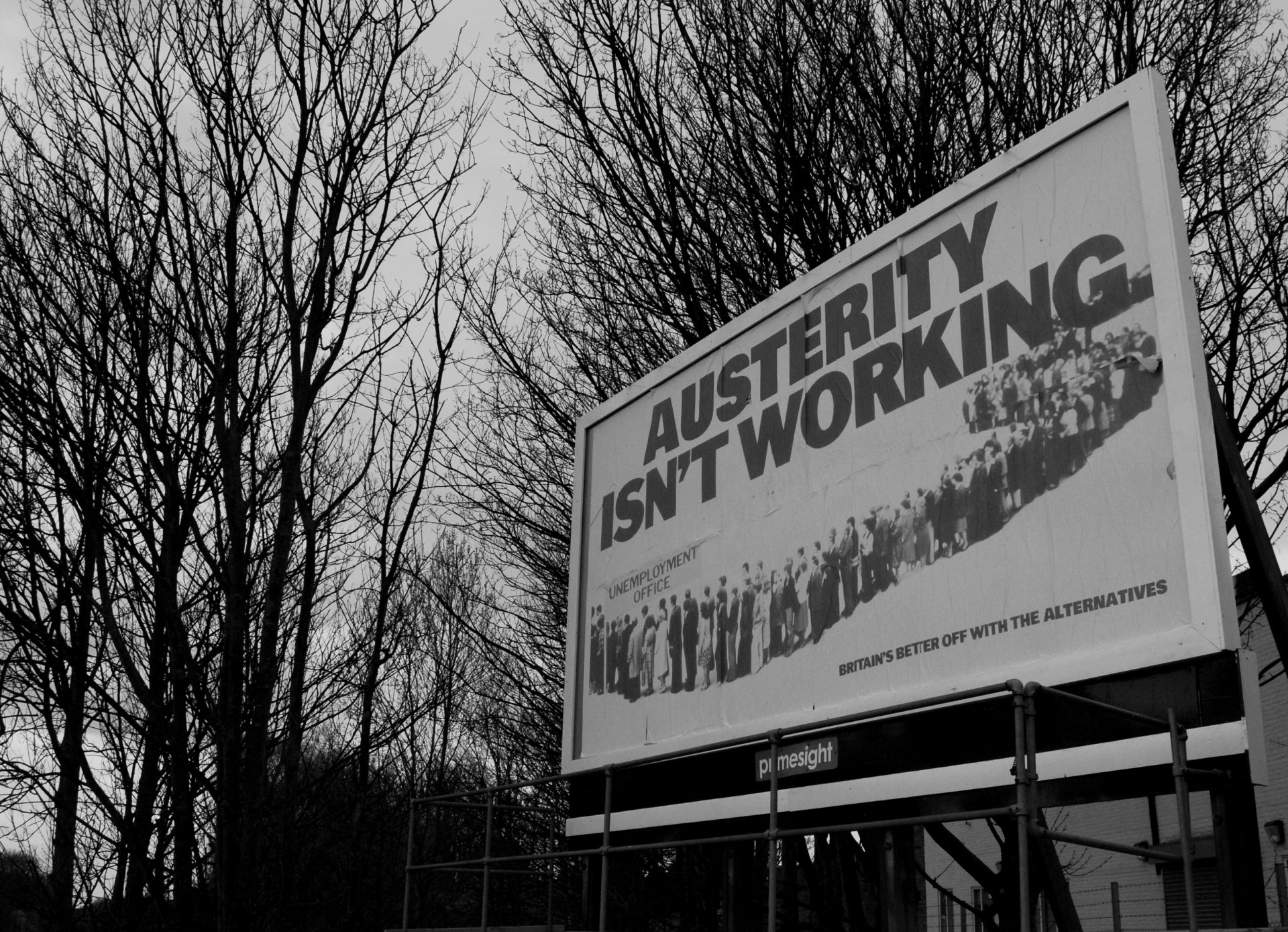 Austerity isn't working poster. Credit: Flickr/Wandererwandering
